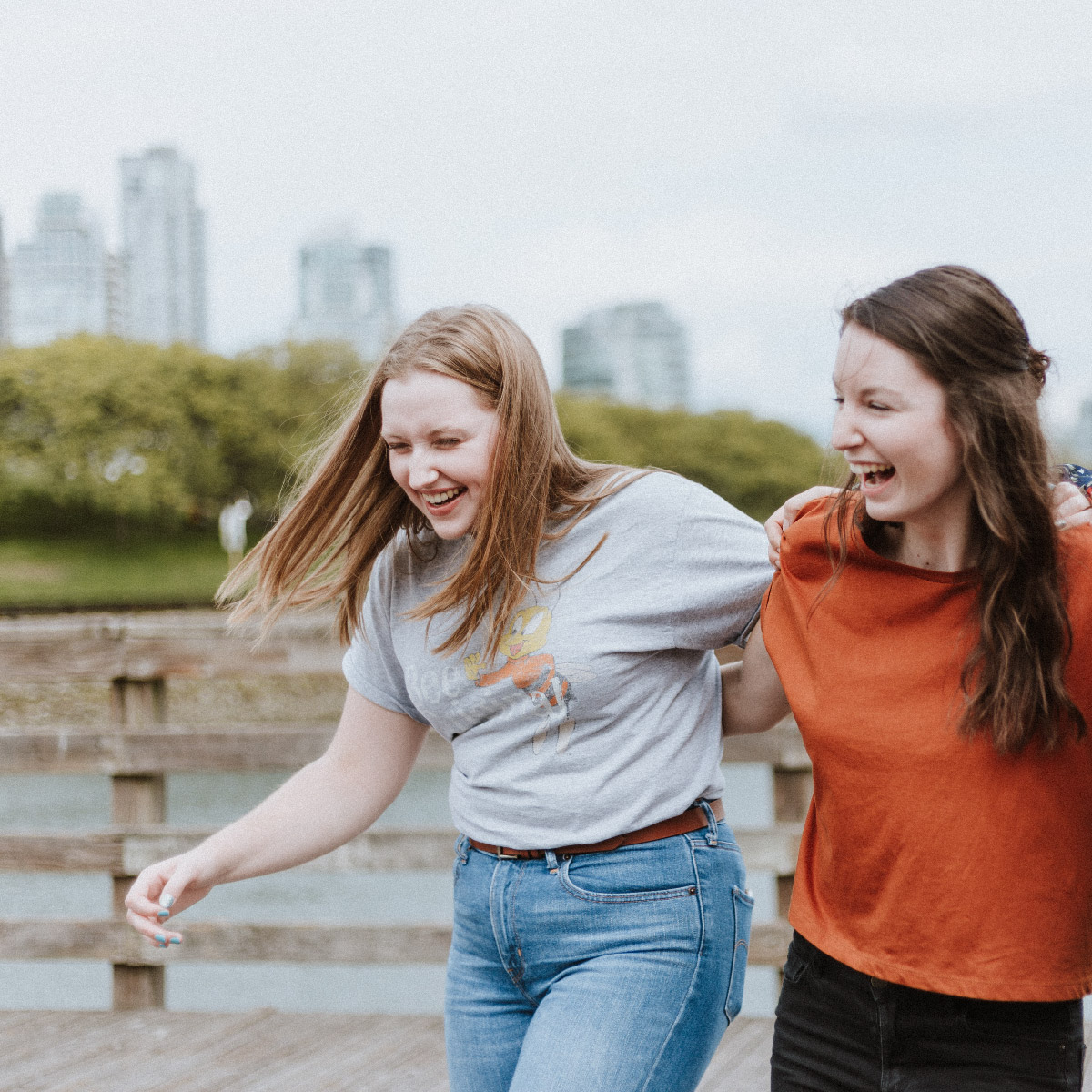 Girls laughing